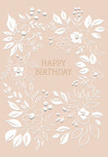 White Floral Happy Birthday Card