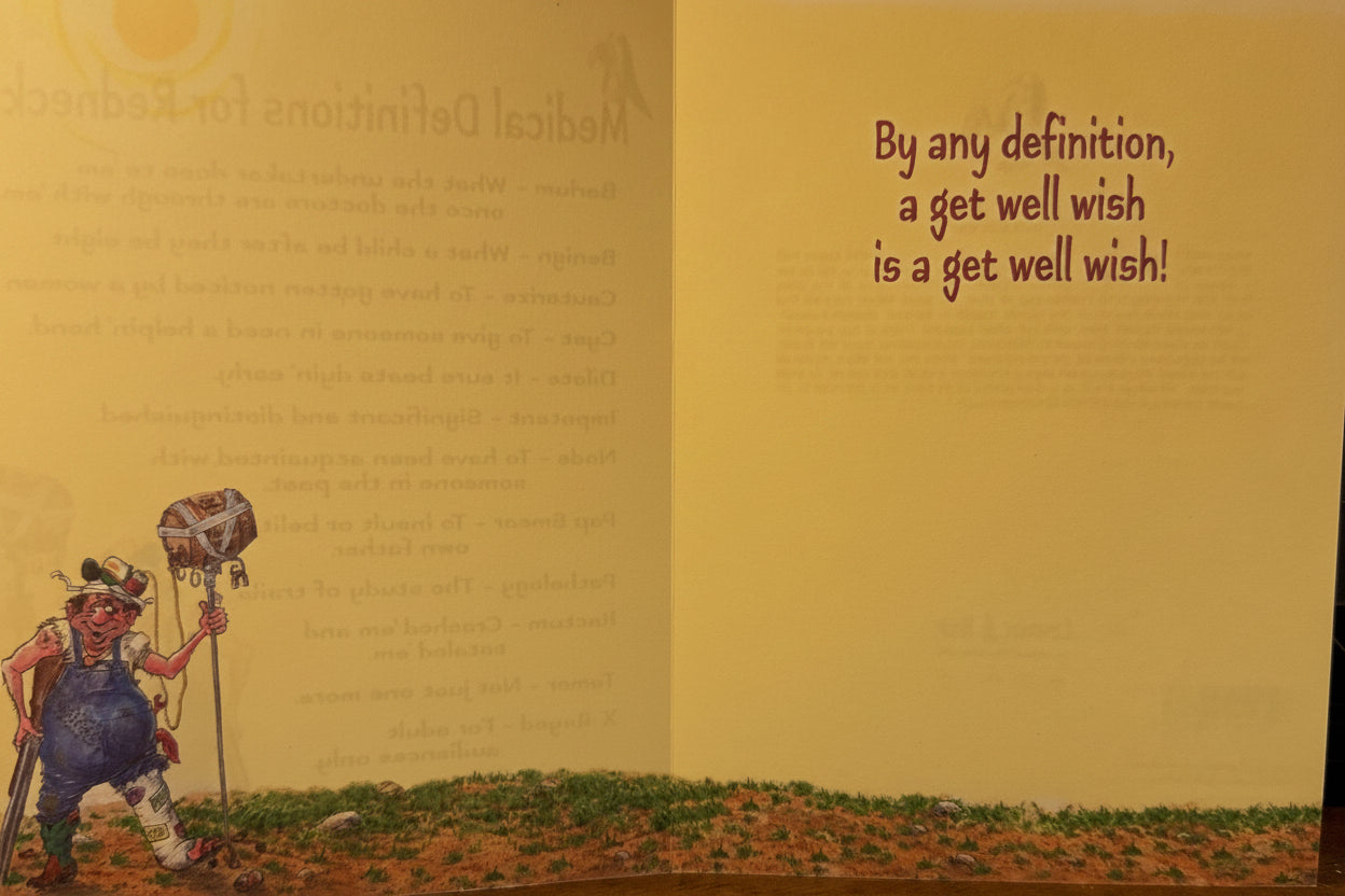 Medical Definitions for Rednecks Get Well Card