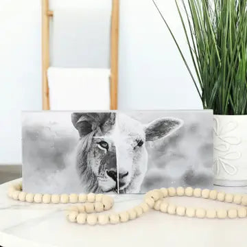 B&W Lion & Lamb Sign