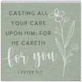 Casting All Cares Tabletop Block Sign