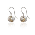 Silver Forest Crescent Moon on Hammered Disc Drop Earrings