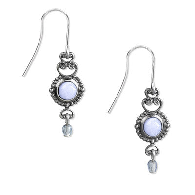 Silver Forest Silver-Tone Filigree & Blue Stone Drop Earrings
