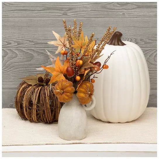 Orange Beaded Pumpkin Pick