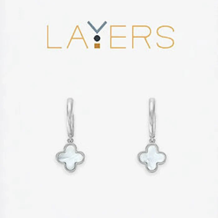 Layers Earring Silver Quatrafoil Huggie