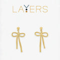 Layers Earrings Gold Chain Bow Dangle