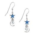 Silver Forest Silver Blue Star and Moon Earrings