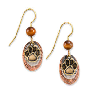Silver Forest Paw Print Dangle Earrings