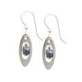 Silver Forest Open Oval with Black Bead Dangle Earrings