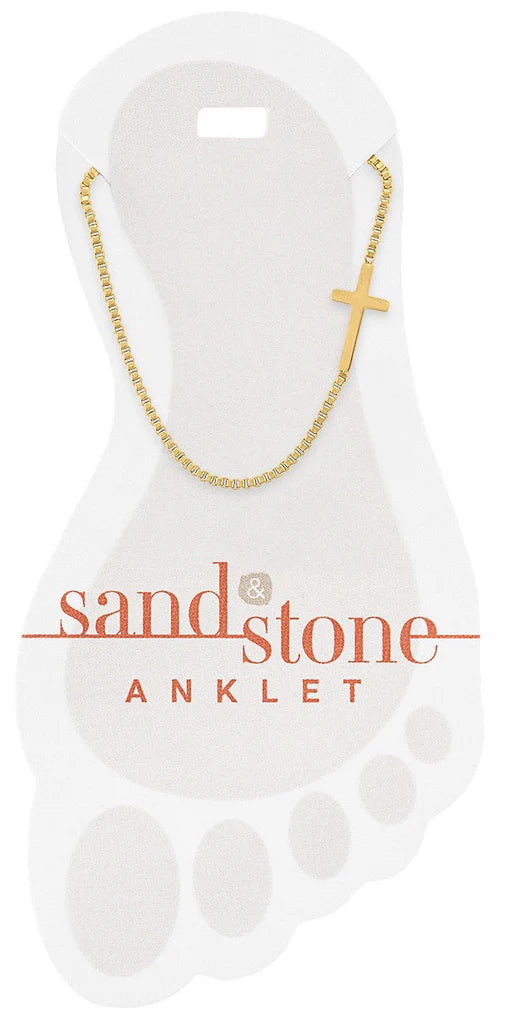 Sand & Stone Gold Cross Anklet
