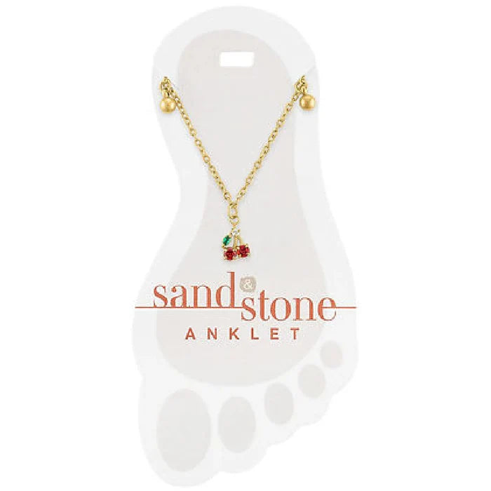 Sand & Stone Gold Cherry Dangle Anklet