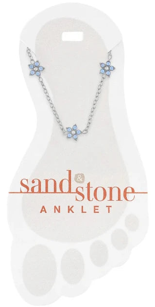Sand & Stone Silver Air Blue Opal Flower Anklet