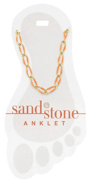 Sand & Stone Gold Orange Enamel Link Anklet