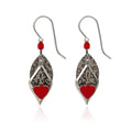 Silver Forest Red Heart with Silver Oval Dangle Earrings
